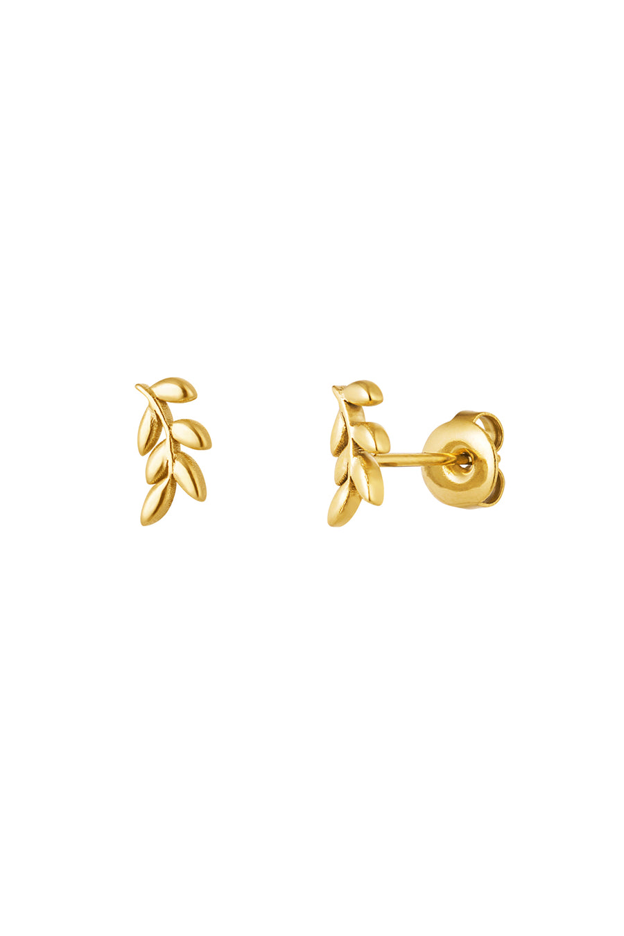 Boucles d'oreilles clous pour femmes en acier inoxydable avec motif végétal – couleur or et couleur argent