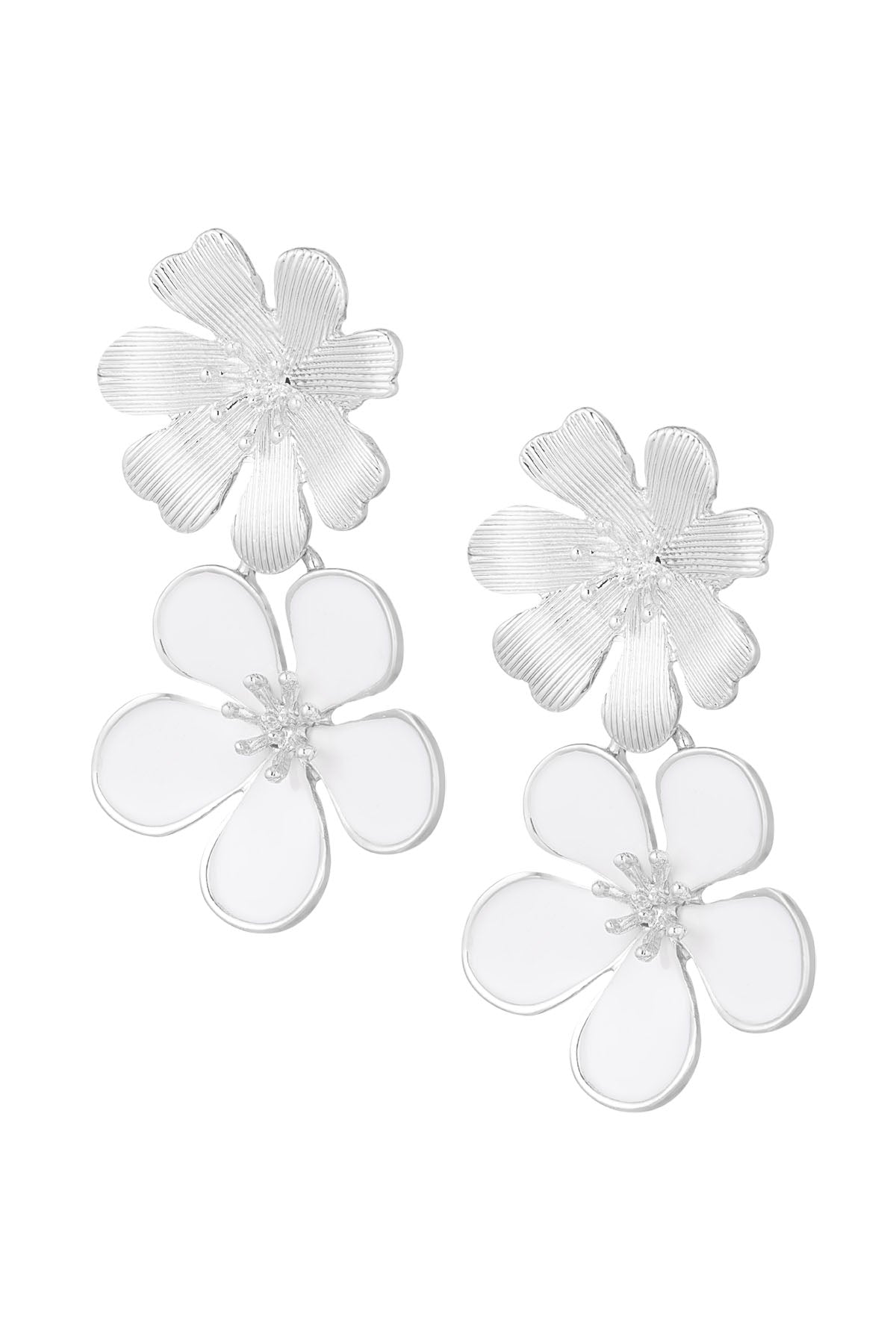 Boucles d'oreilles pendantes en alliage de métal avec motif floral pour femme – plusieurs couleurs