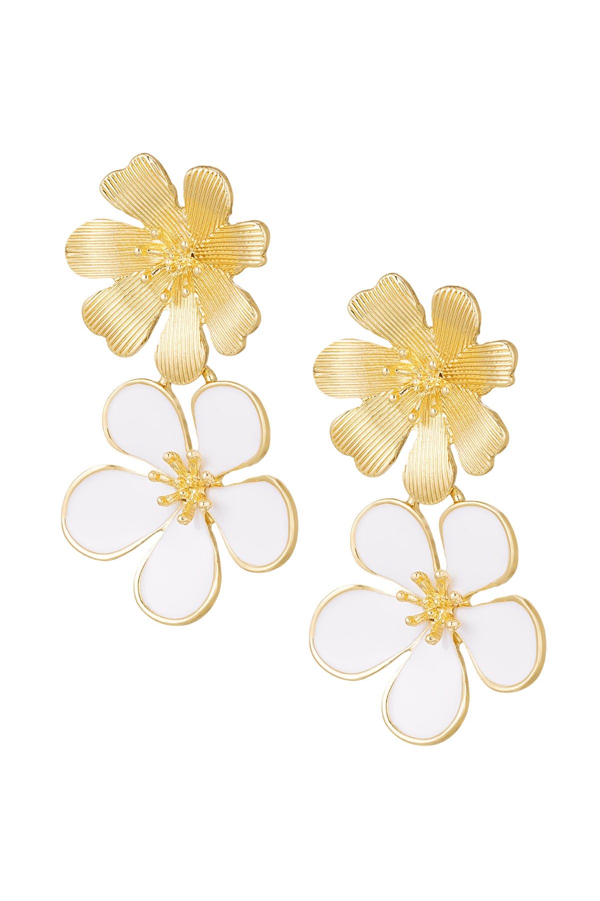 Boucles d'oreilles pendantes en alliage de métal avec motif floral pour femme – plusieurs couleurs