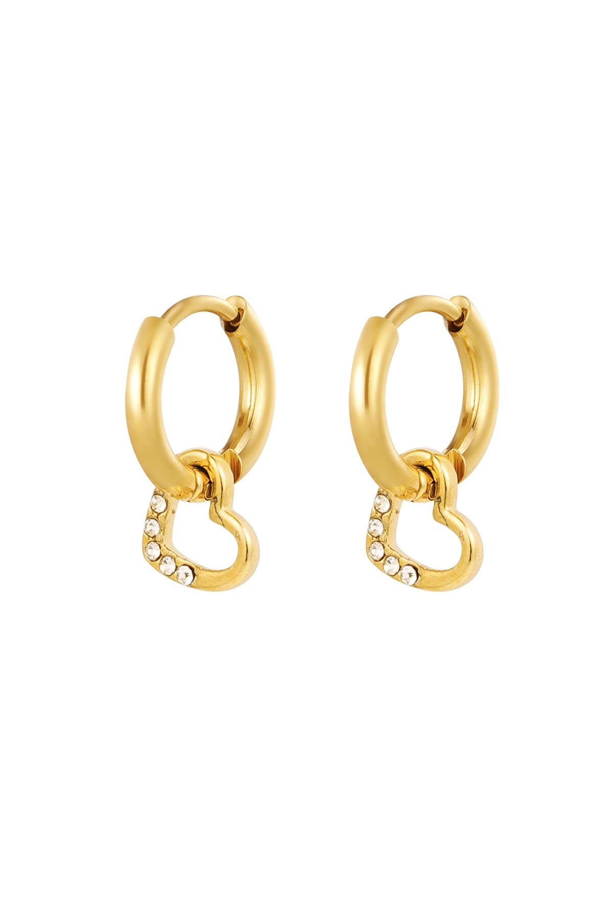 Women's Drop Earrings Stainless Steel with Heart - Silver Tone
