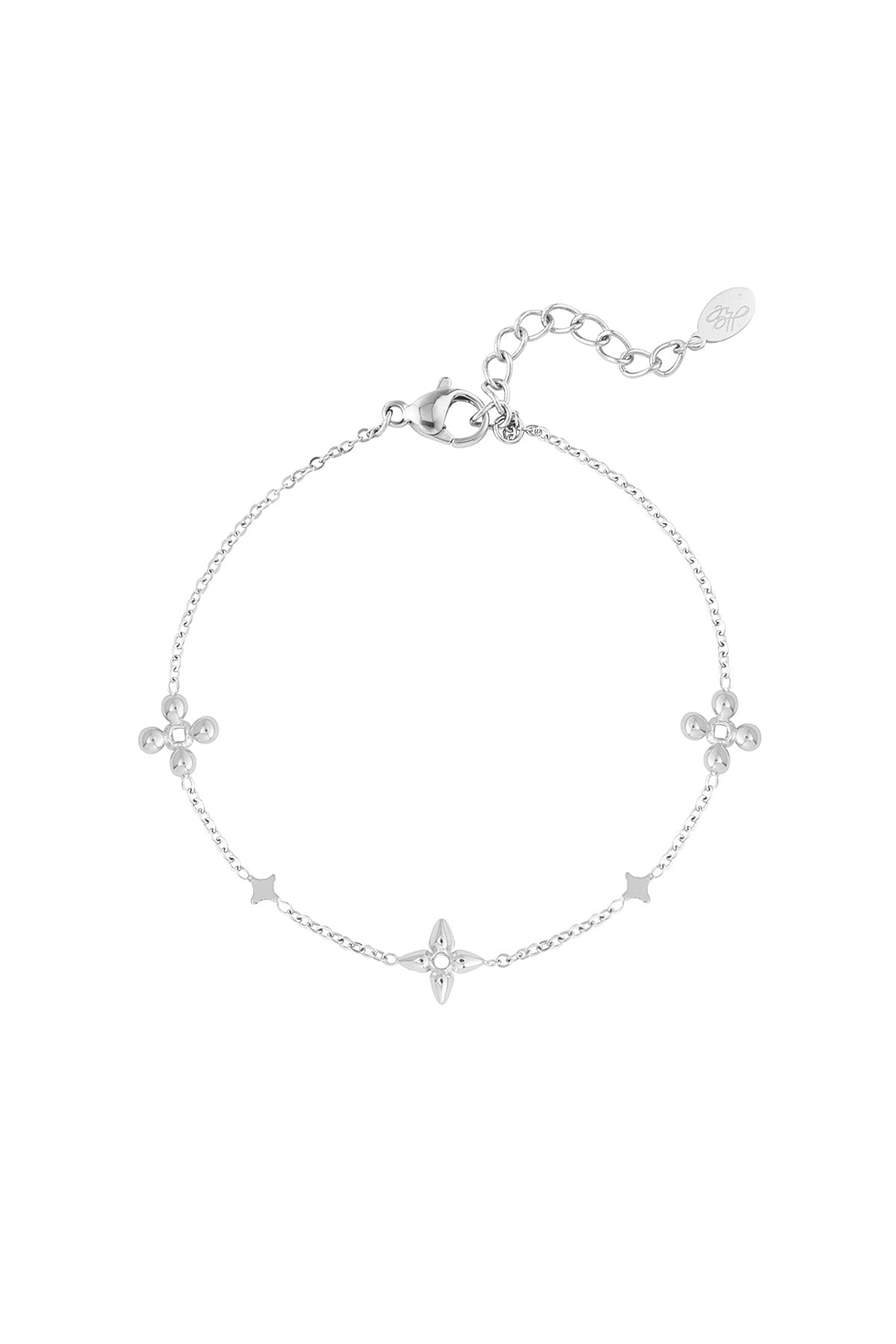 Stainless Steel Charm Bracelet for Women with Floral Motif – Silver-Coloured and Gold-Coloured
