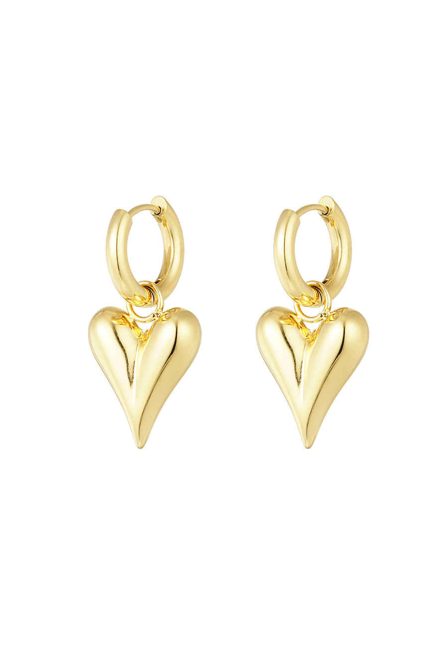 Boucles d'oreilles pendantes en acier inoxydable en forme de cœur pour femme – couleur or