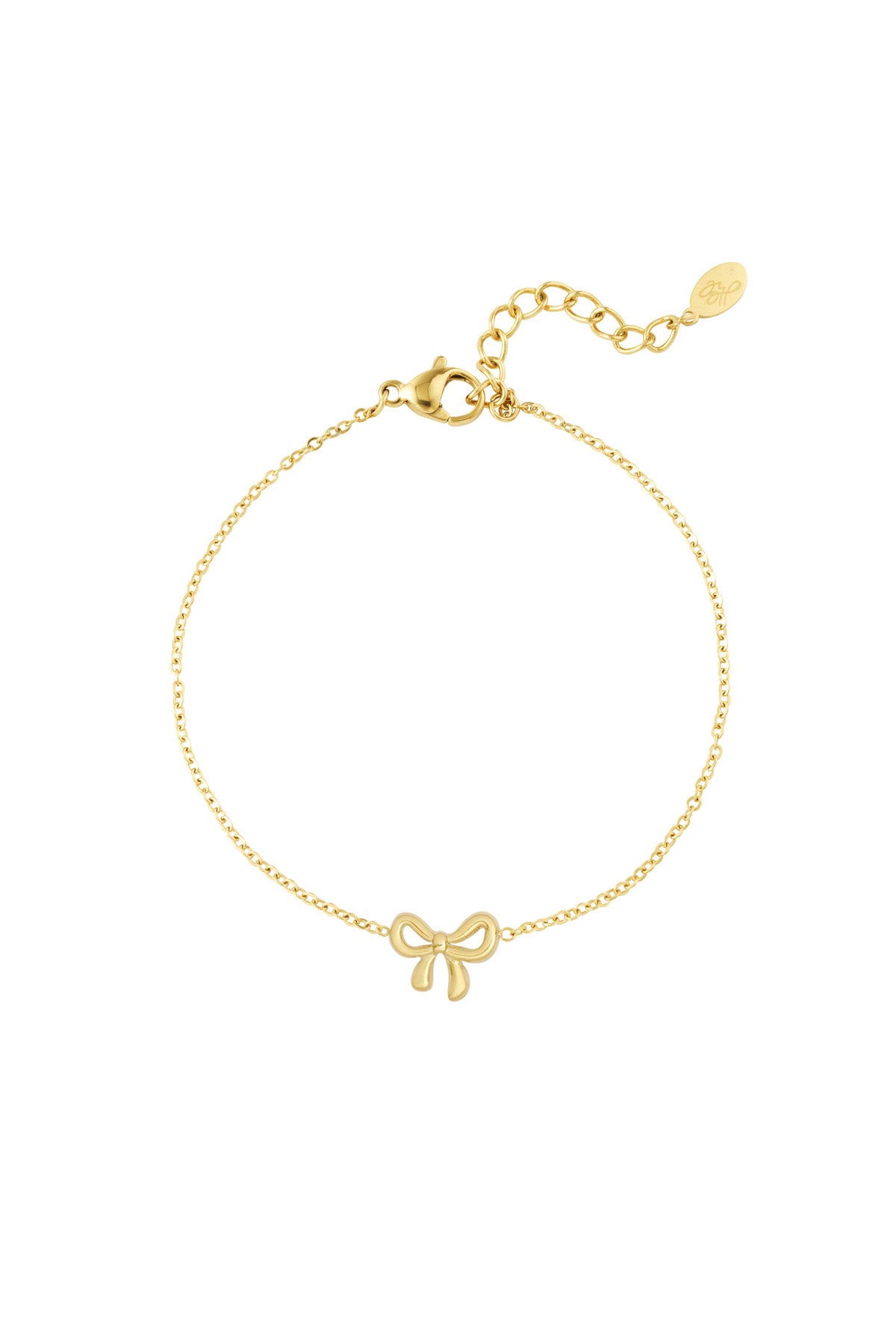 Women's Stainless Steel Charm Bracelet with Bow Detail – Gold Tone