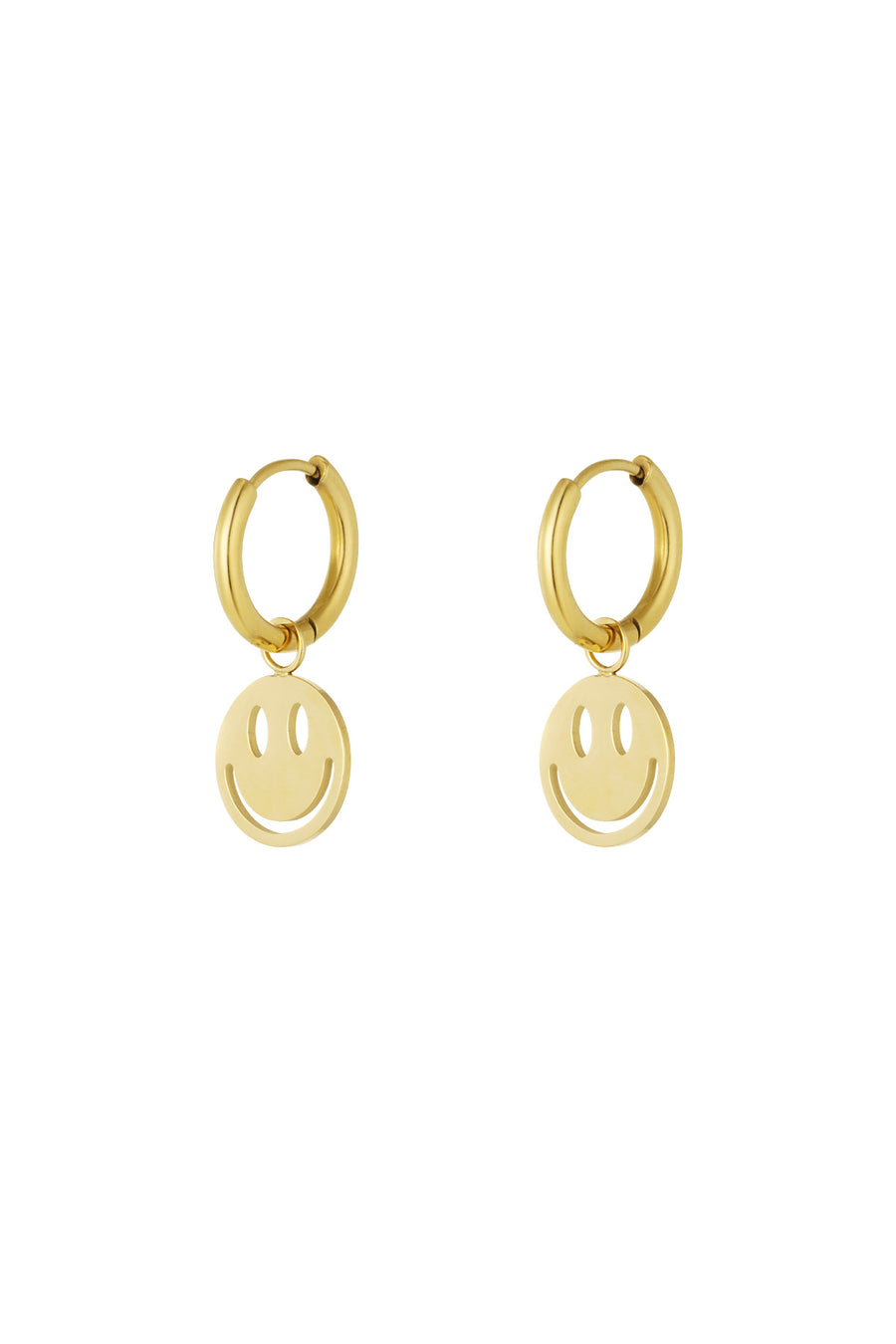 Boucles d'oreilles pendantes en acier inoxydable avec motif smiley pour femmes – or et argent