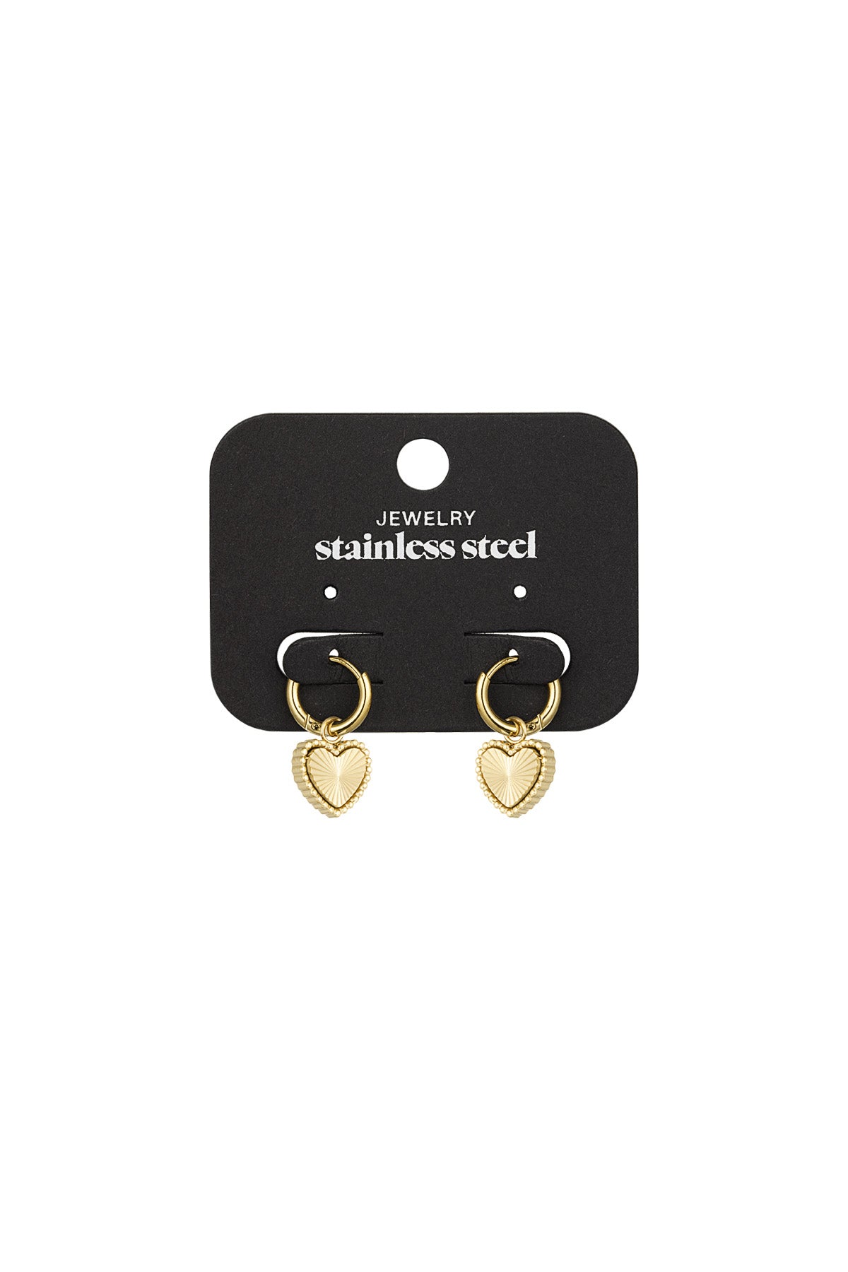 Boucles d'oreilles pendantes pour femmes en acier inoxydable en forme de cœur – couleur or – photo 3