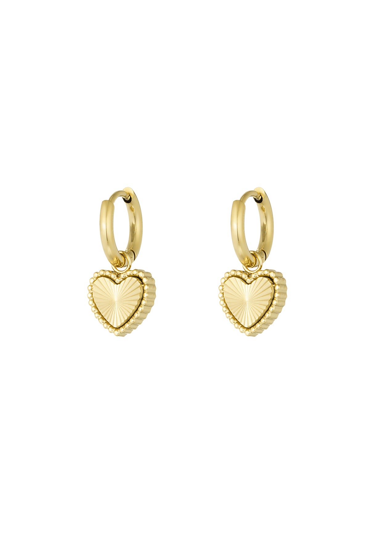 Women's Dangle Earrings Stainless Steel Heart Shape - Gold Plated