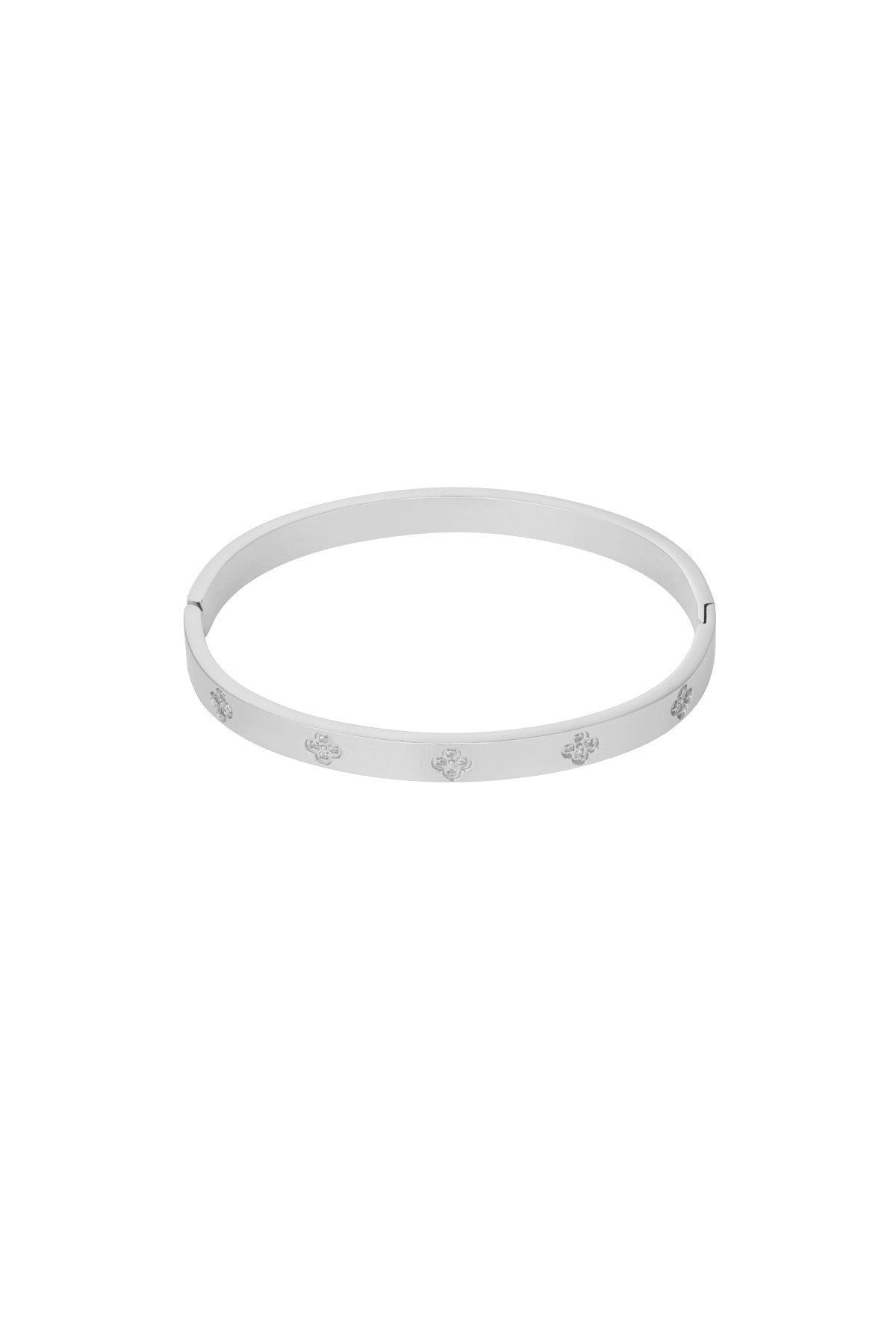 Bangle pour femmes en acier inoxydable avec motif trèfle – doré et argenté