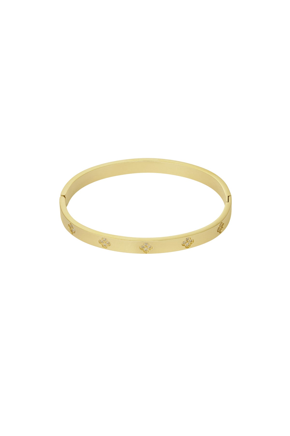 Bangle pour femmes en acier inoxydable avec motif trèfle – doré et argenté