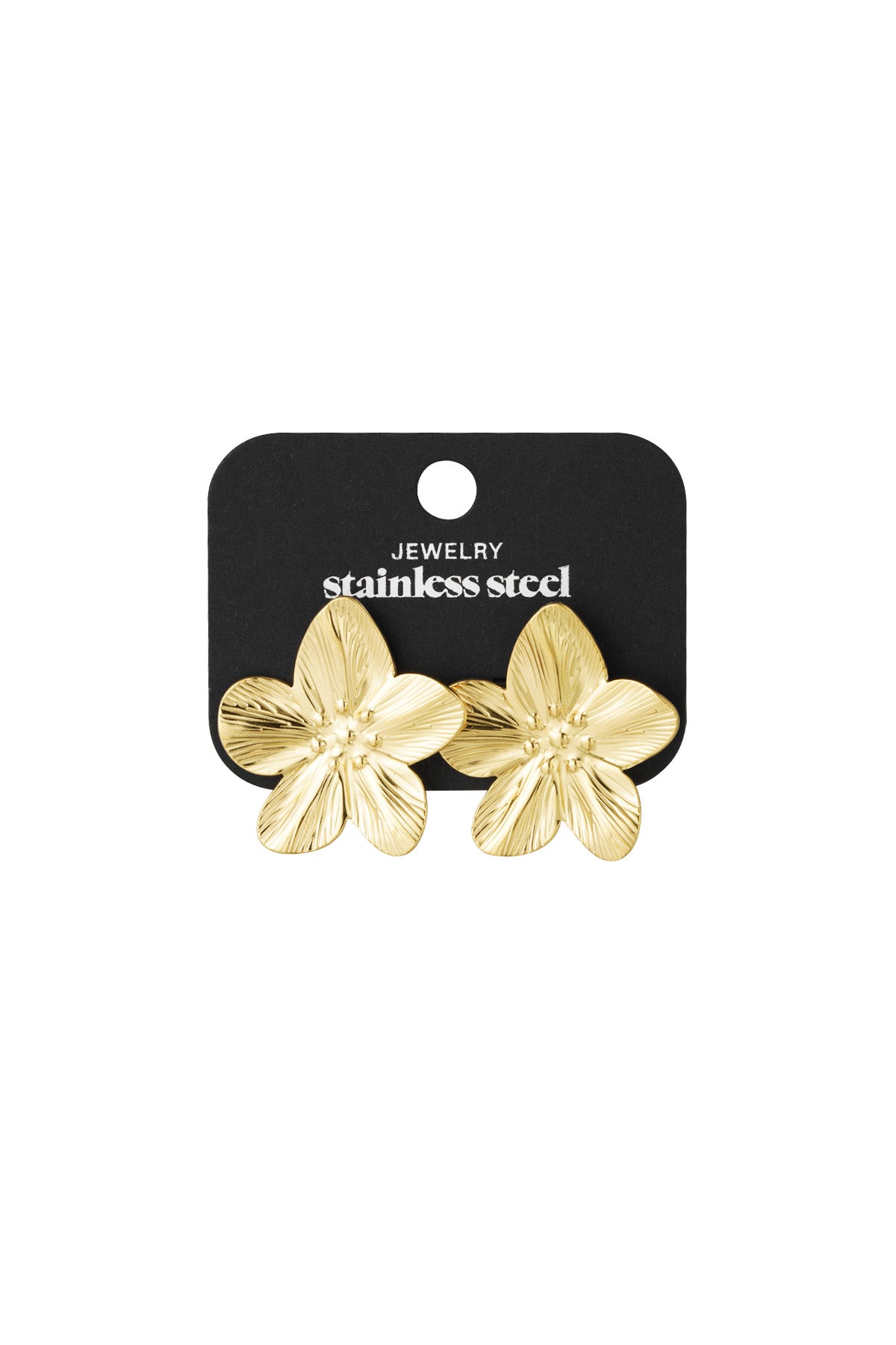 Women's stainless steel stud earrings with flower motif – gold and silver-coloured – image 5