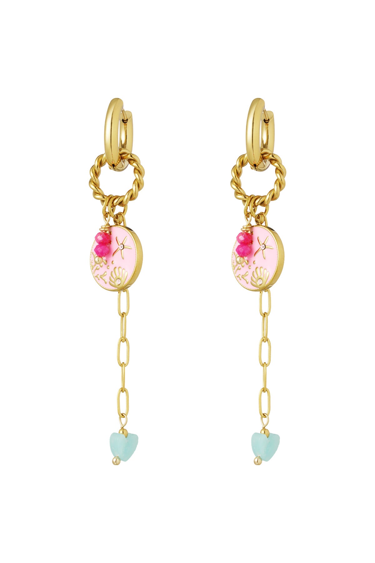 Boucles d'oreilles pendantes pour femmes en acier inoxydable 304 – roses