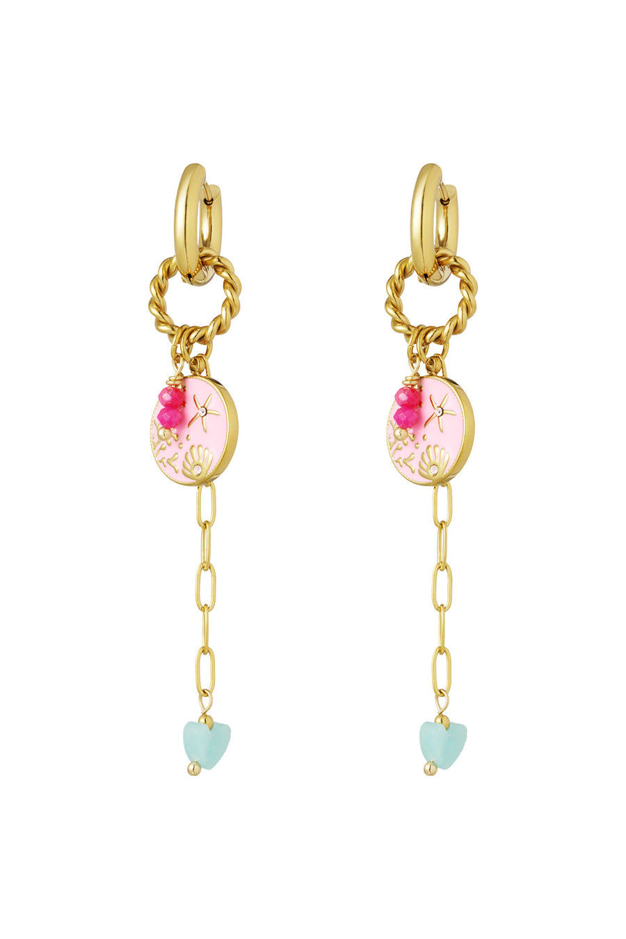 Boucles d'oreilles pendantes pour femmes en acier inoxydable 304 – roses
