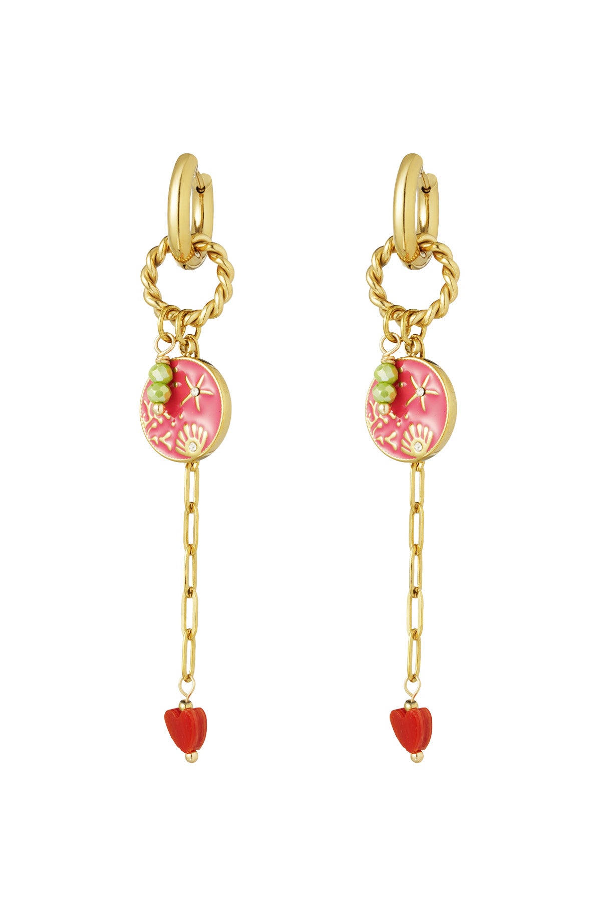 Boucles d'oreilles pendantes pour femmes en acier inoxydable 304 – roses