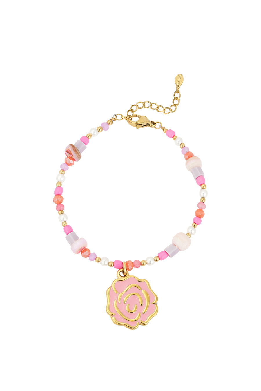 Bracelet perles pour femme en acier inoxydable 304 – rose