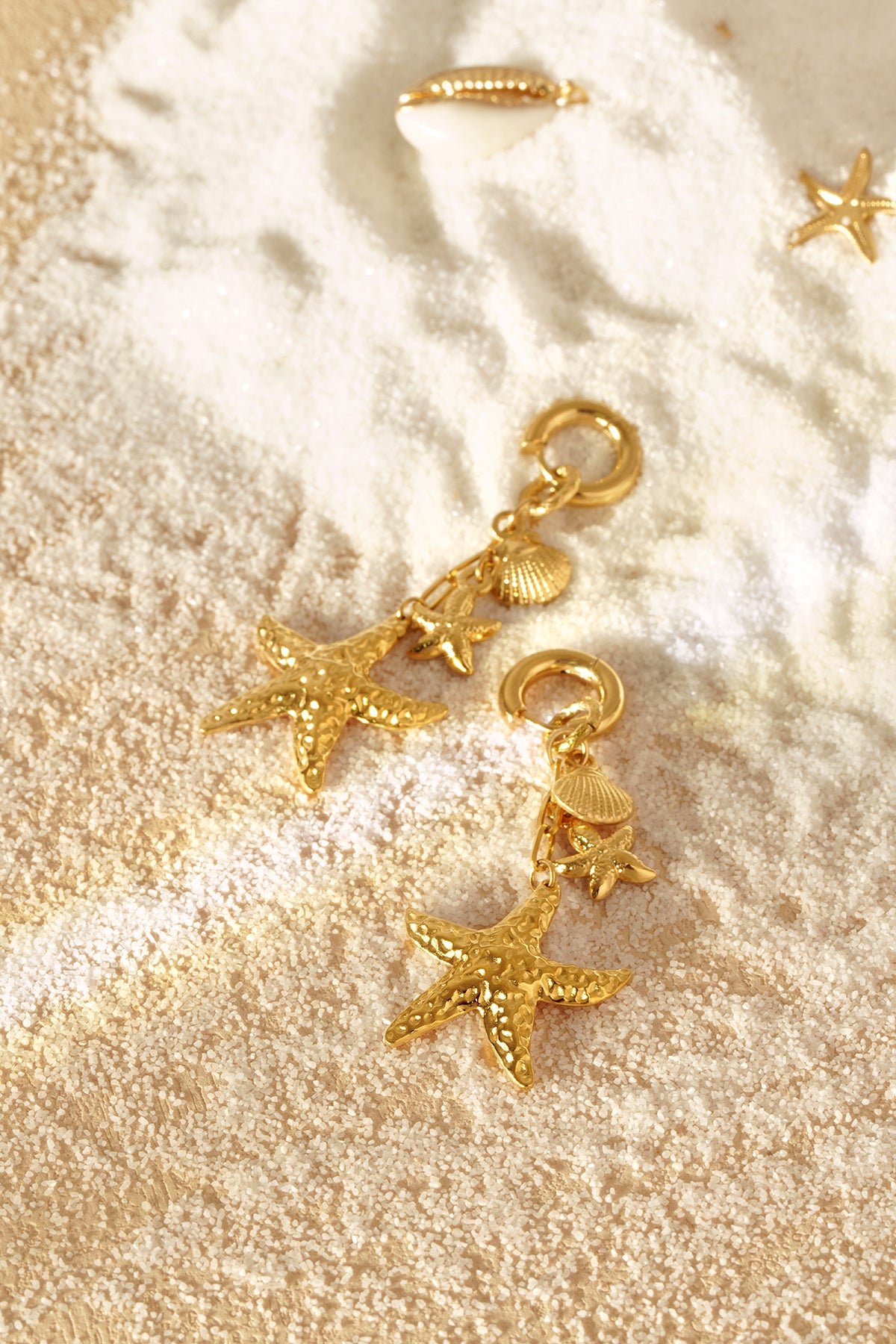 Stainless steel dangle earrings for women – gold and silver-colored – image 5