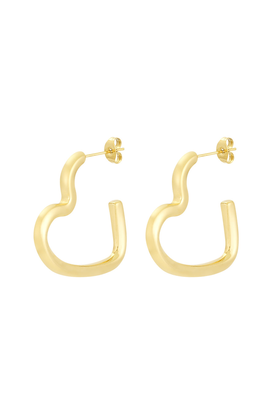 Boucles d'oreilles créoles pour femmes en acier inoxydable avec cœur – doré et argenté