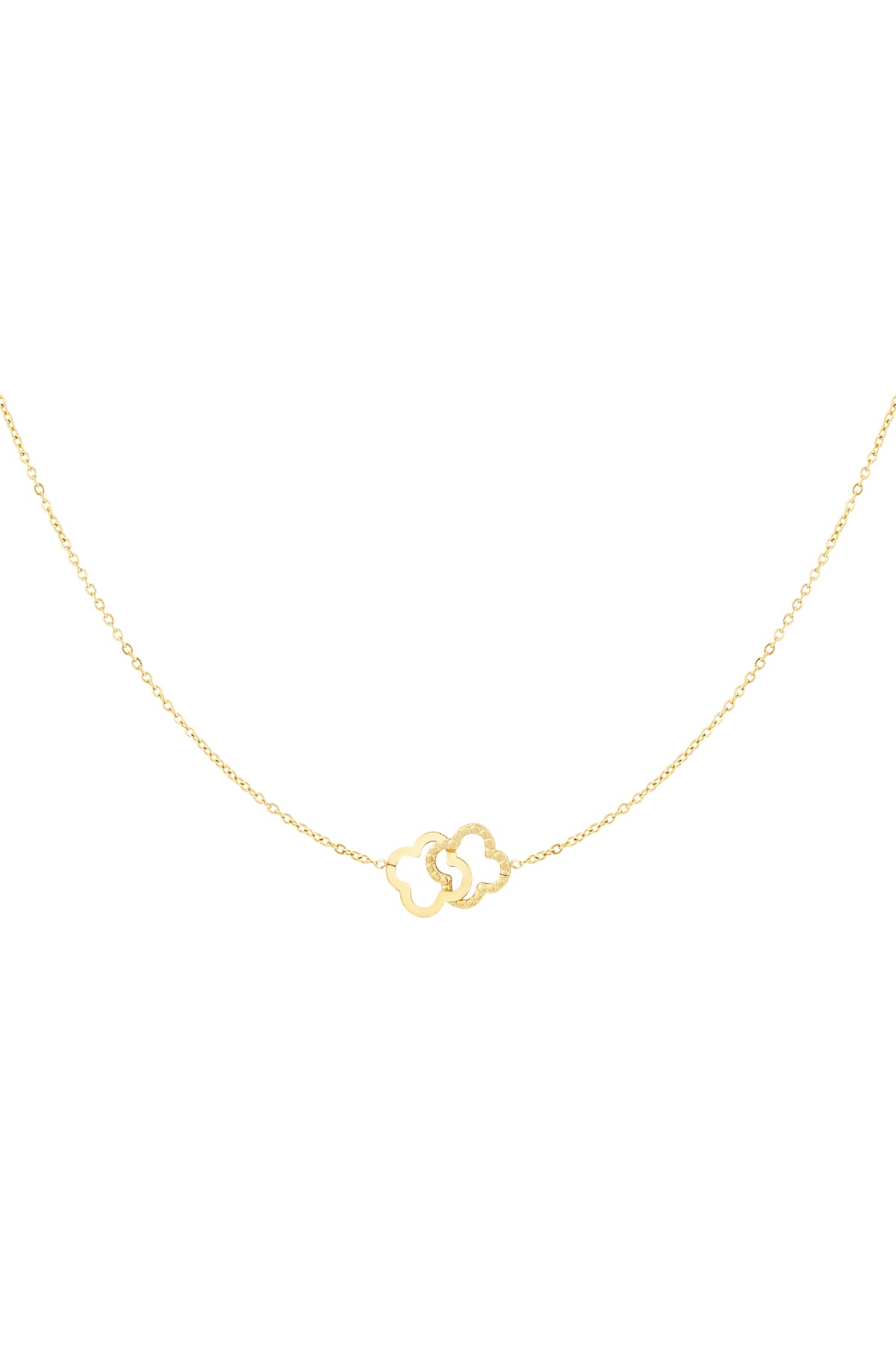 Collier pour femme en acier inoxydable avec pendentif motif trèfle – couleur or