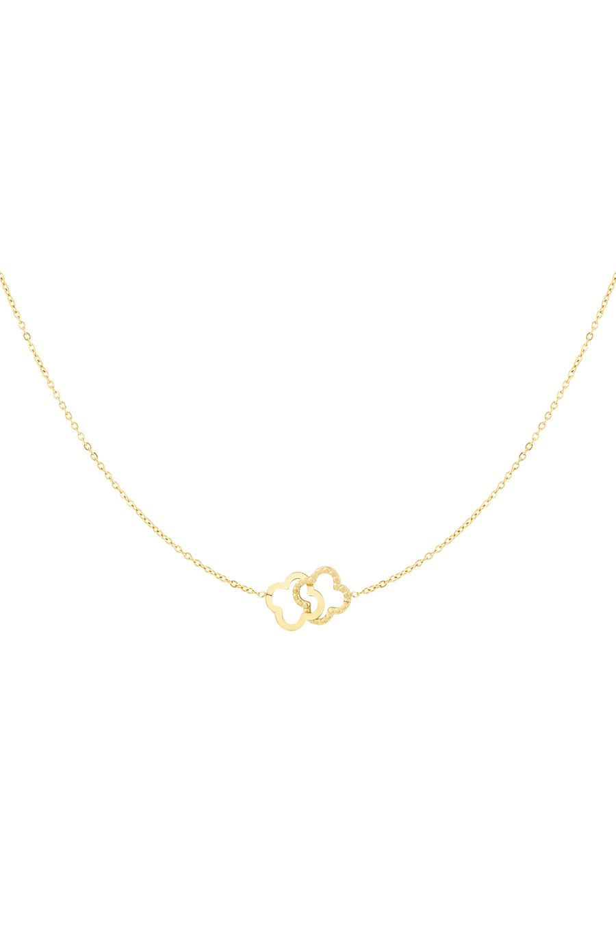 Collier pour femme en acier inoxydable avec pendentif motif trèfle – couleur or