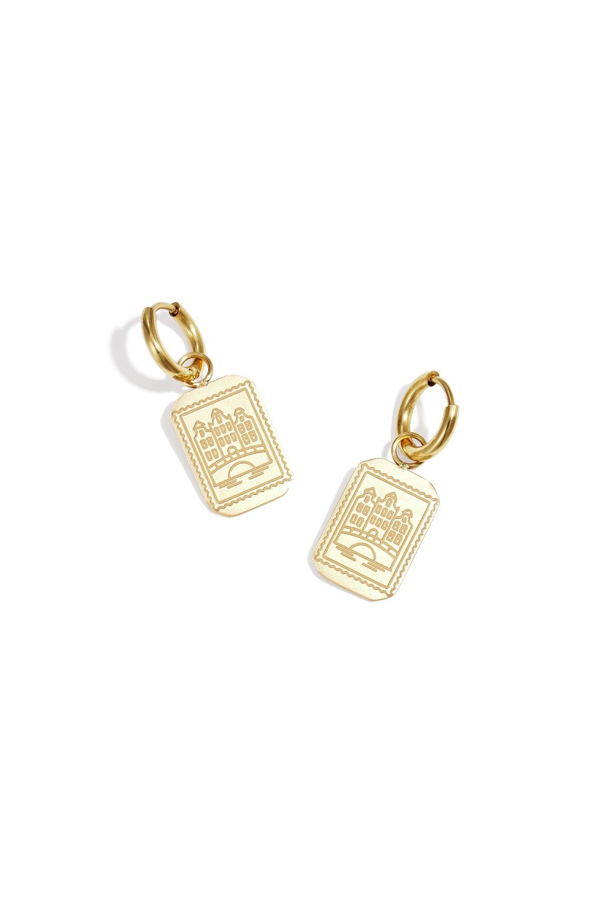 Boucles d'oreilles pendantes pour femmes en acier inoxydable de forme rectangulaire – de couleur or et argent