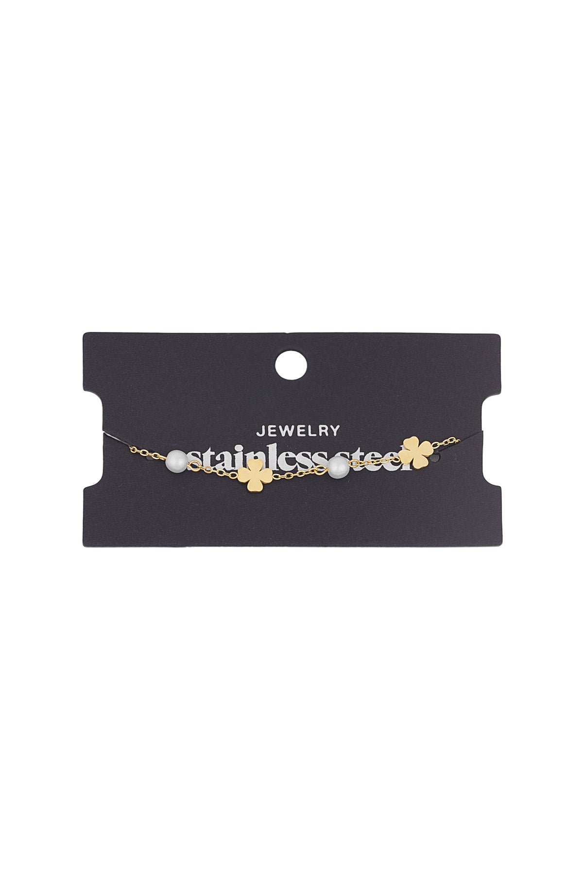 Women's Stainless Steel Charm Bracelet with Clover Motif – Gold-Colored – image 3