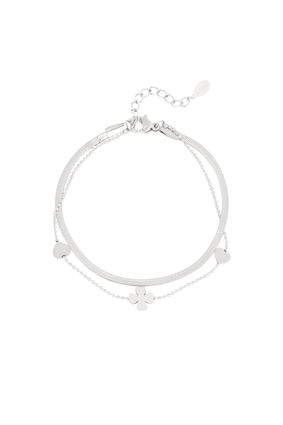 Stainless Steel Women's Charm Bracelet - Gold and Silver Toned
