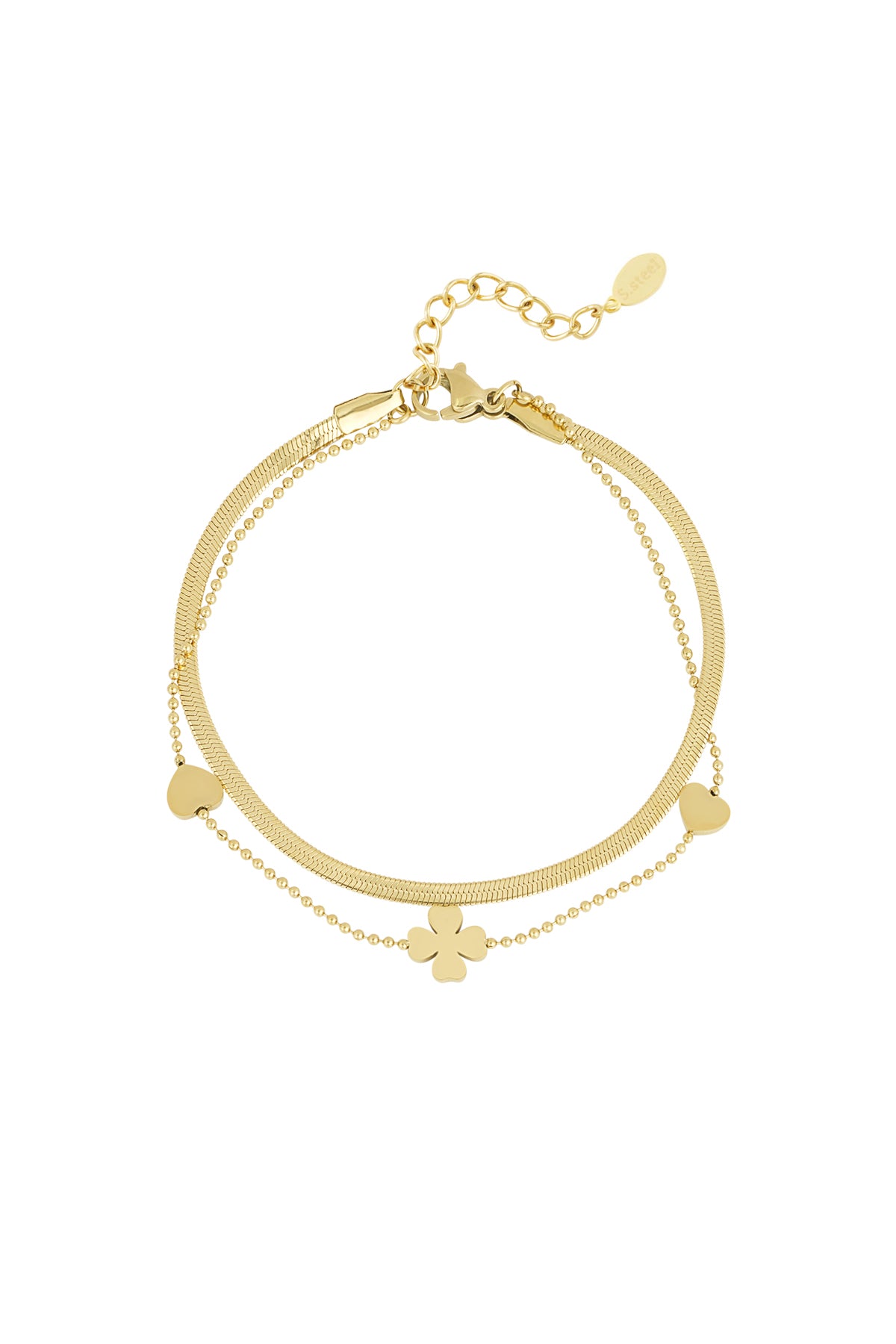 Stainless Steel Women's Charm Bracelet - Gold and Silver Toned