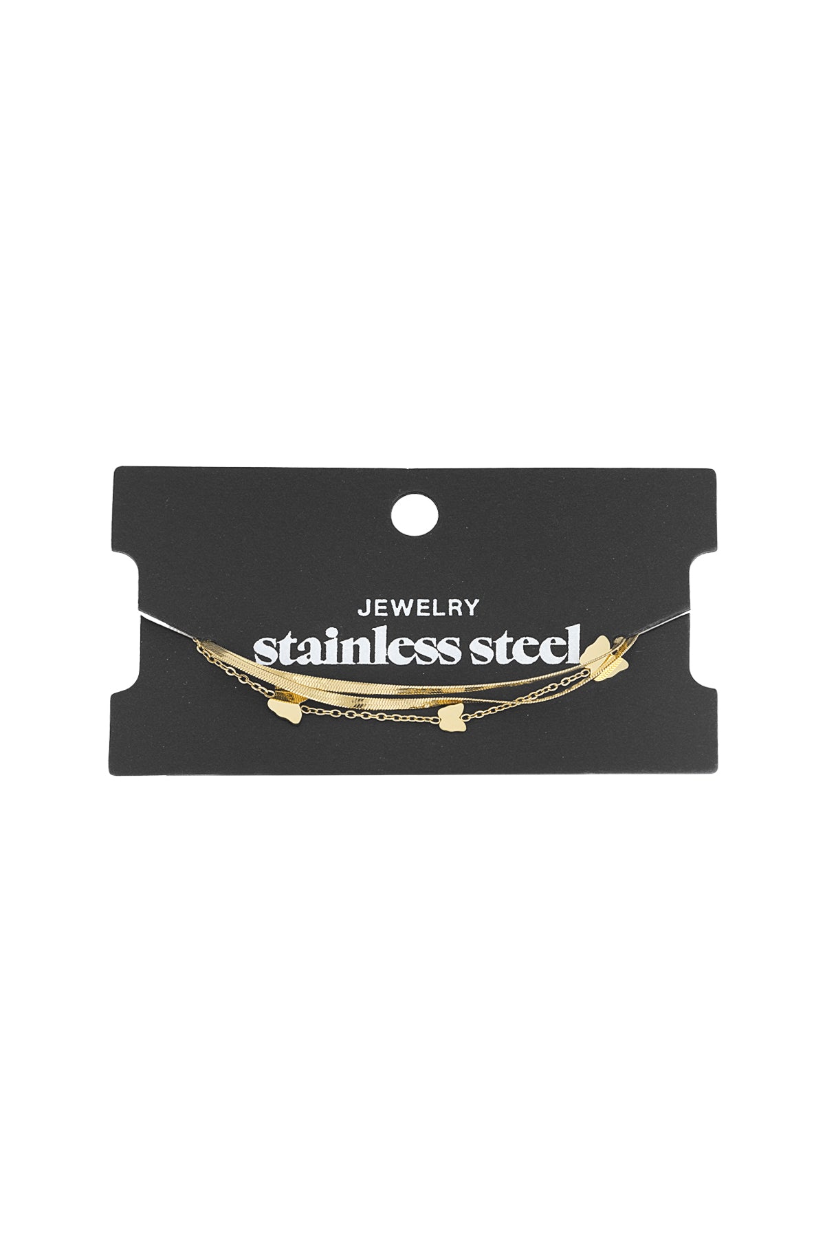 Women's Stainless Steel Charm Bracelet with Butterfly Motif – Gold and Silver Tone – image 3