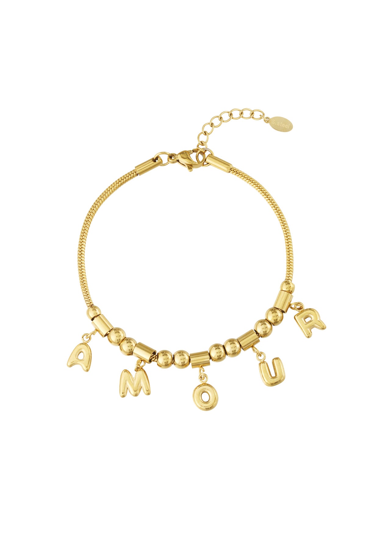 Bracelet à charms en acier inoxydable pour femmes - couleur or et couleur argent
