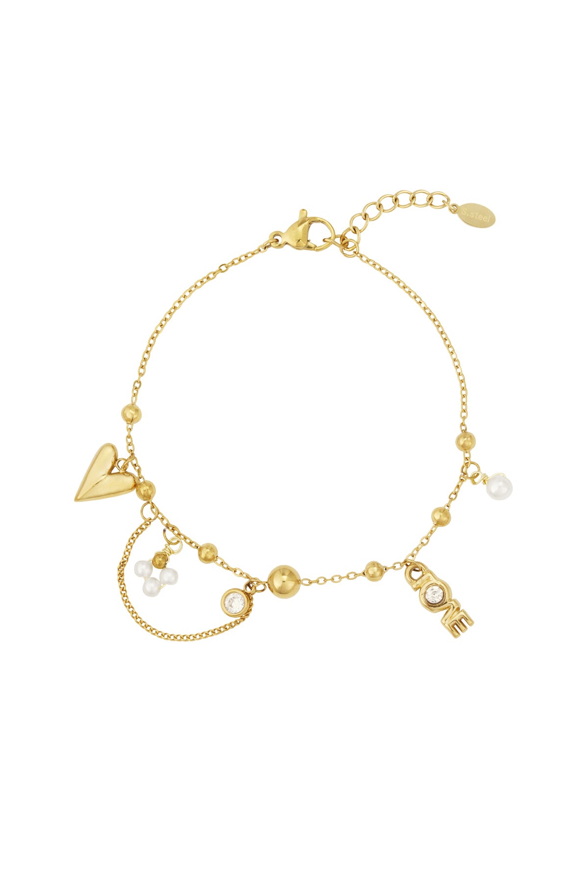 Bracelet à breloques pour femme en acier inoxydable 304 – couleur or et argent