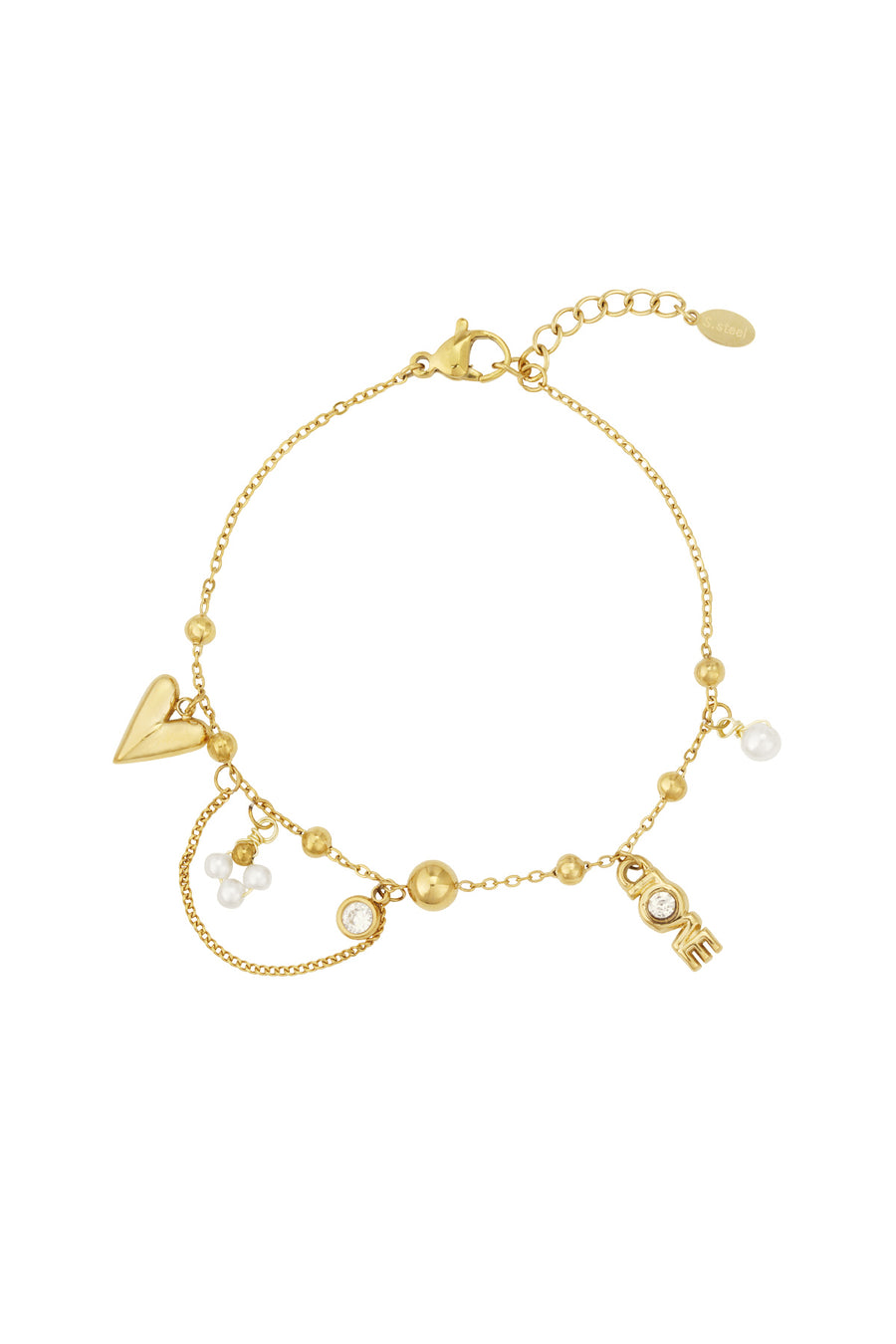 Bracelet à breloques pour femme en acier inoxydable 304 – couleur or et argent