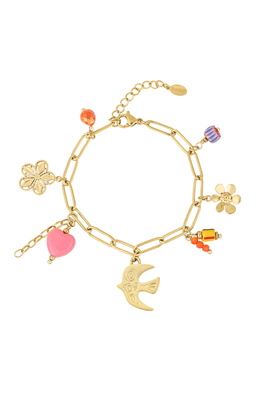 Bracelet à breloques pour femme en acier inoxydable 304 – couleur or