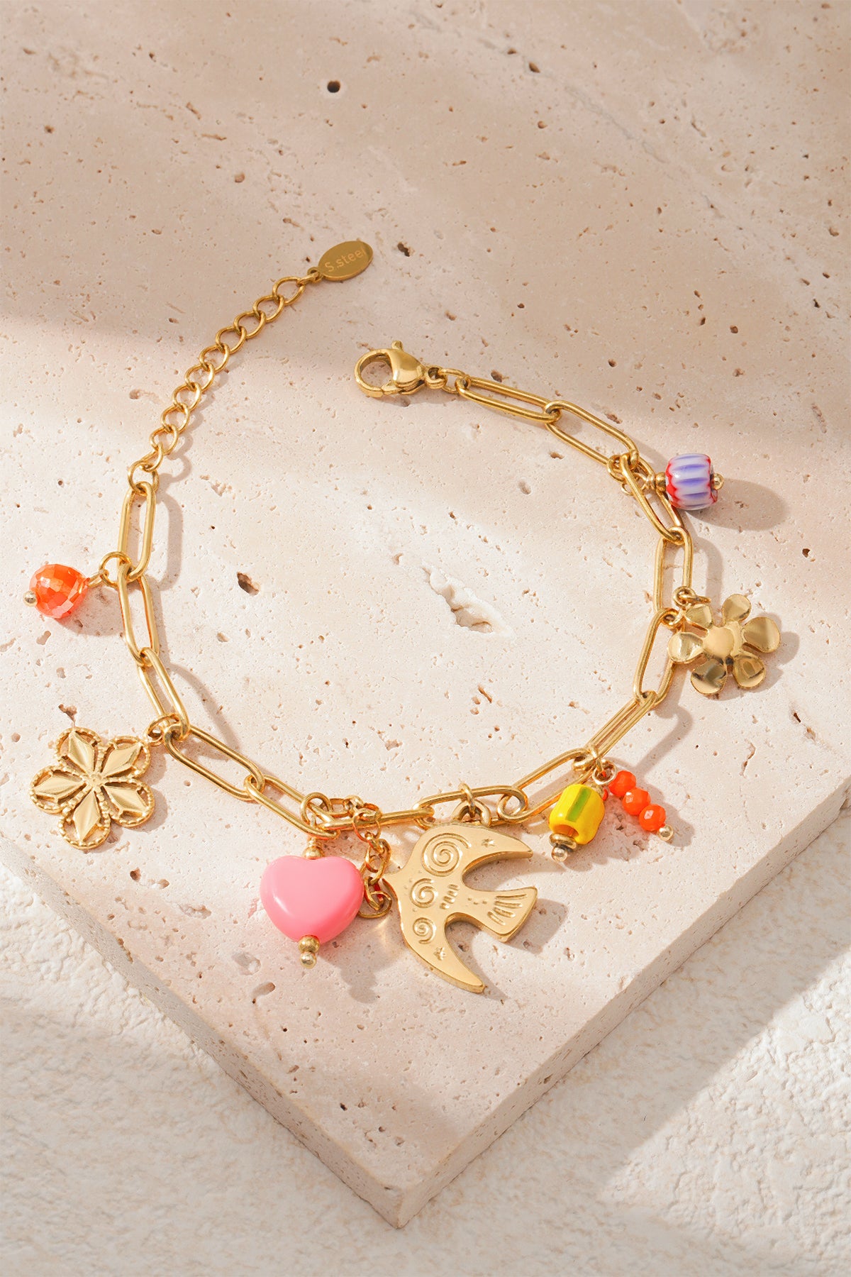 Bracelet à breloques pour femme en acier inoxydable 304 – couleur or – photo 4