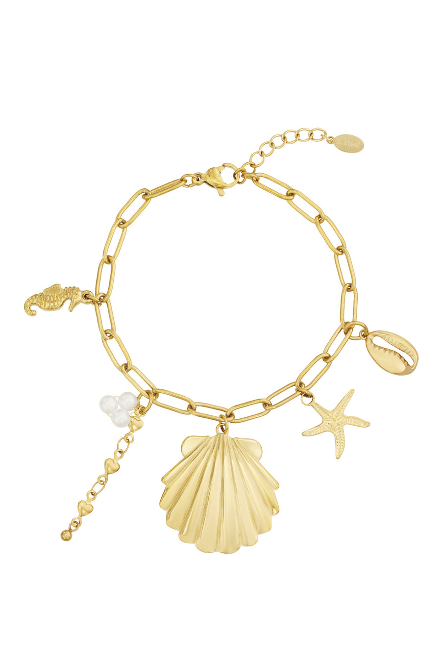 Bracelet à charms pour femme en acier inoxydable 304 – doré
