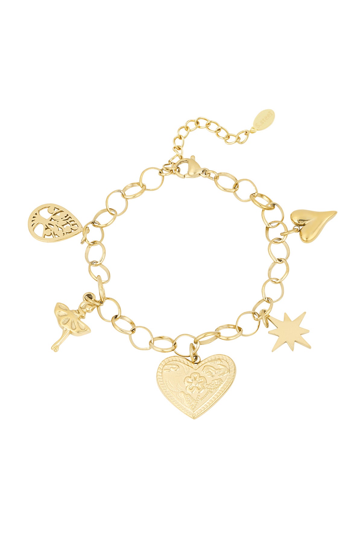 Women's Charm Bracelet Made of 304 Stainless Steel - Silver and Gold Toned