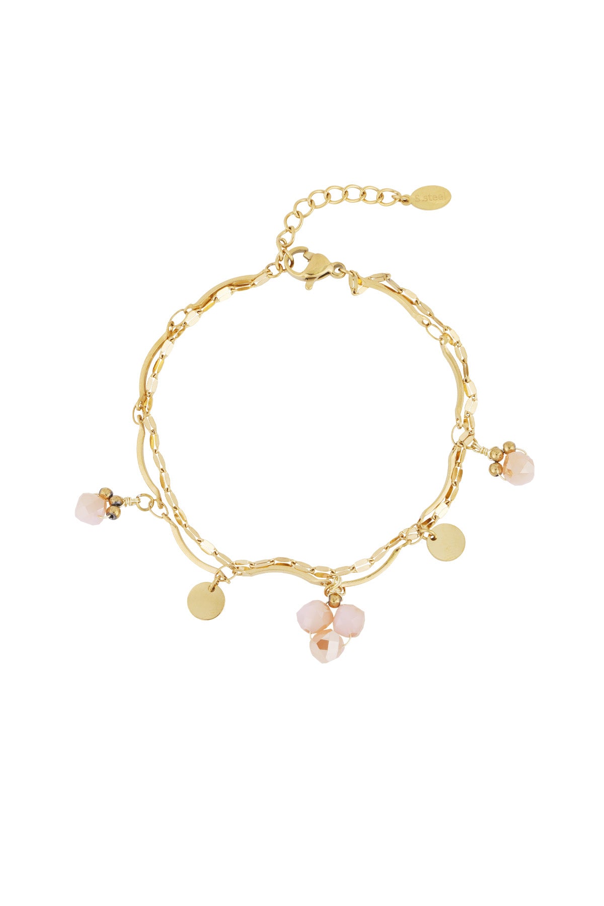 Bracelet à charms pour femme en acier inoxydable 304 – rouge et doré