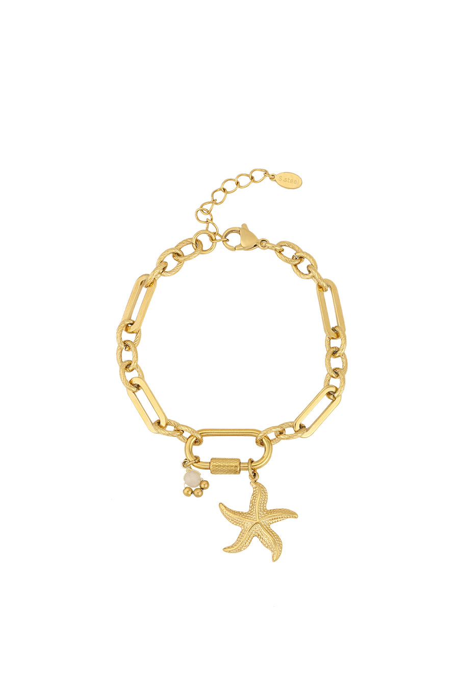 Bracelet à charms pour femme en acier inoxydable 304 – doré et argenté