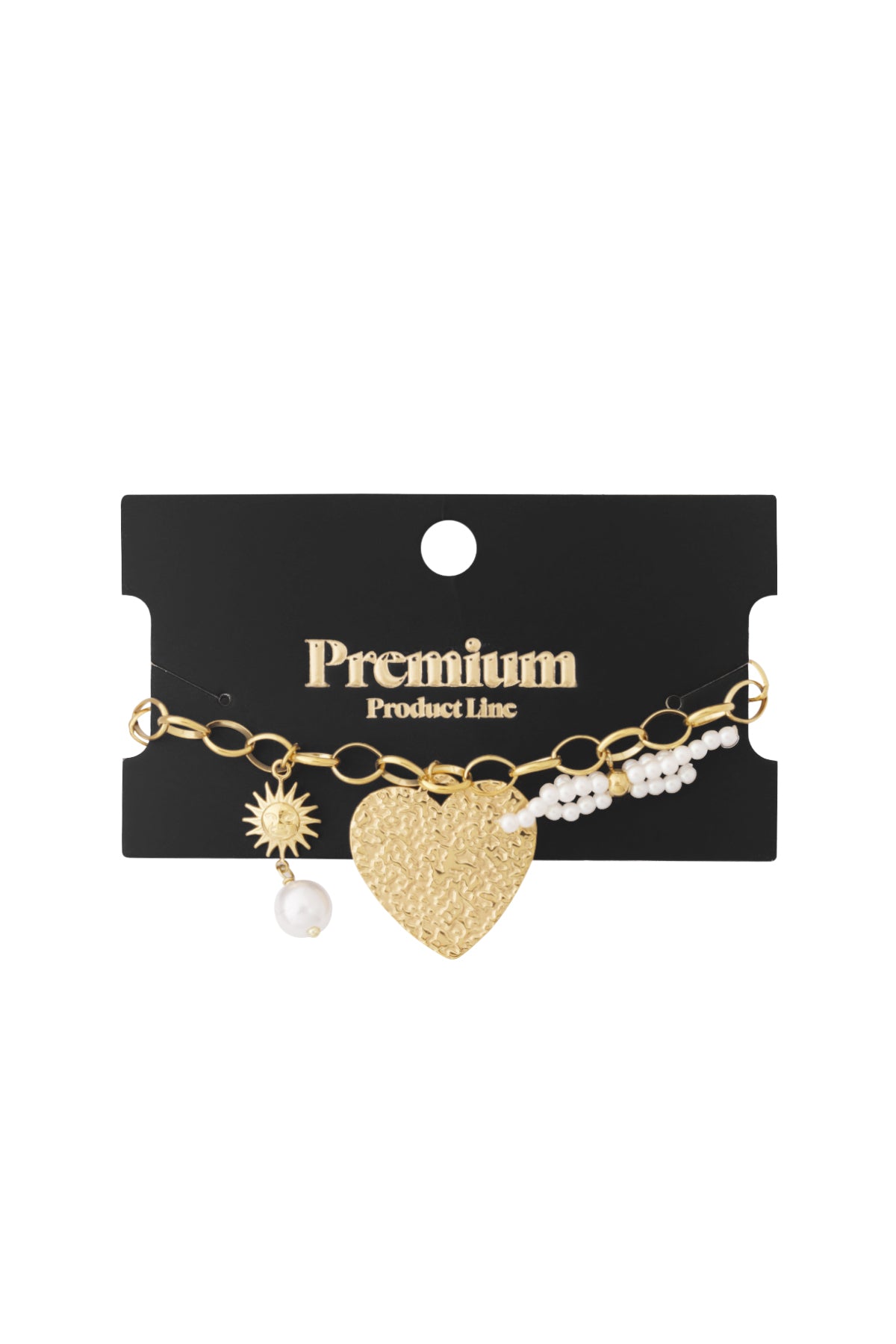 Bracelet à breloques pour femme en acier inoxydable avec cœur – doré – photo 3