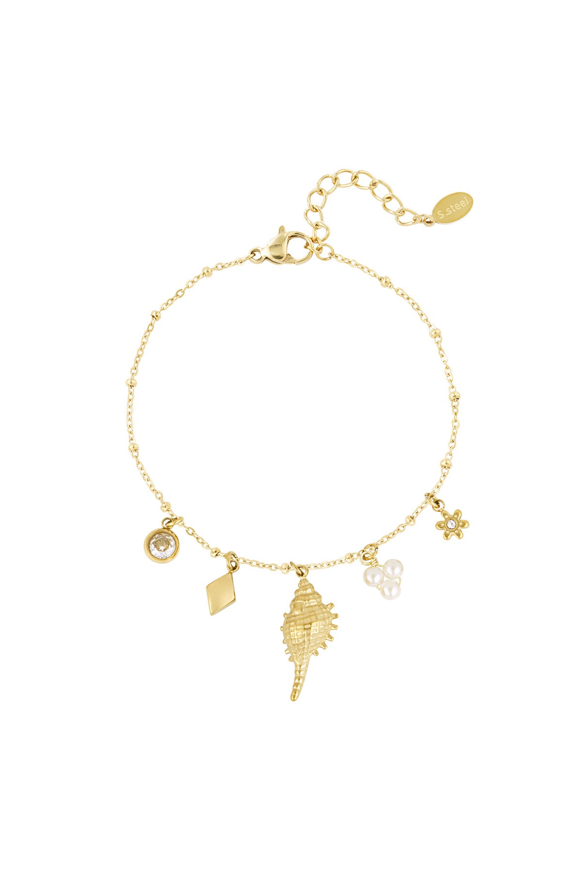Bracelet à breloques pour femme en acier inoxydable 304 – couleur or et couleur argent