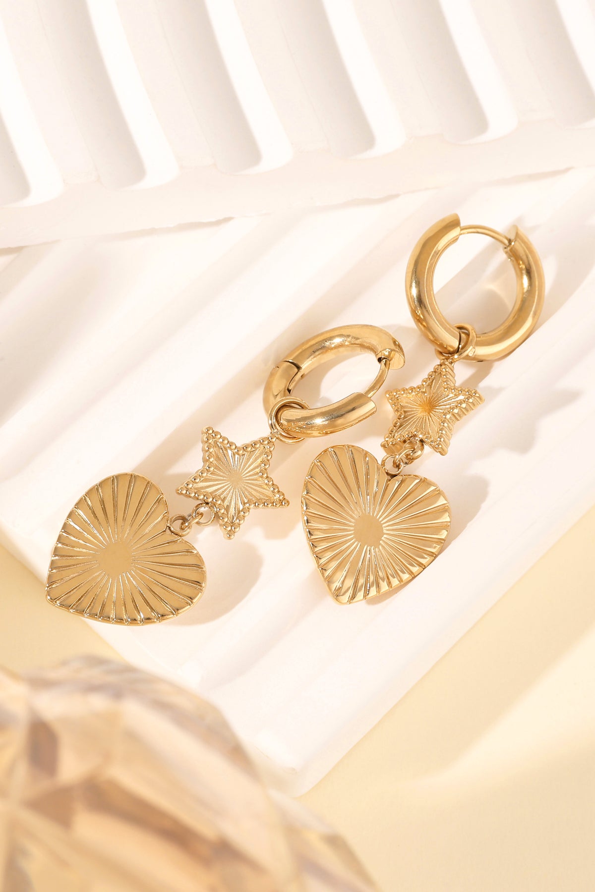 Boucles d'oreilles pendantes pour femme en acier inoxydable 304 - Couleur or et argent – photo 4