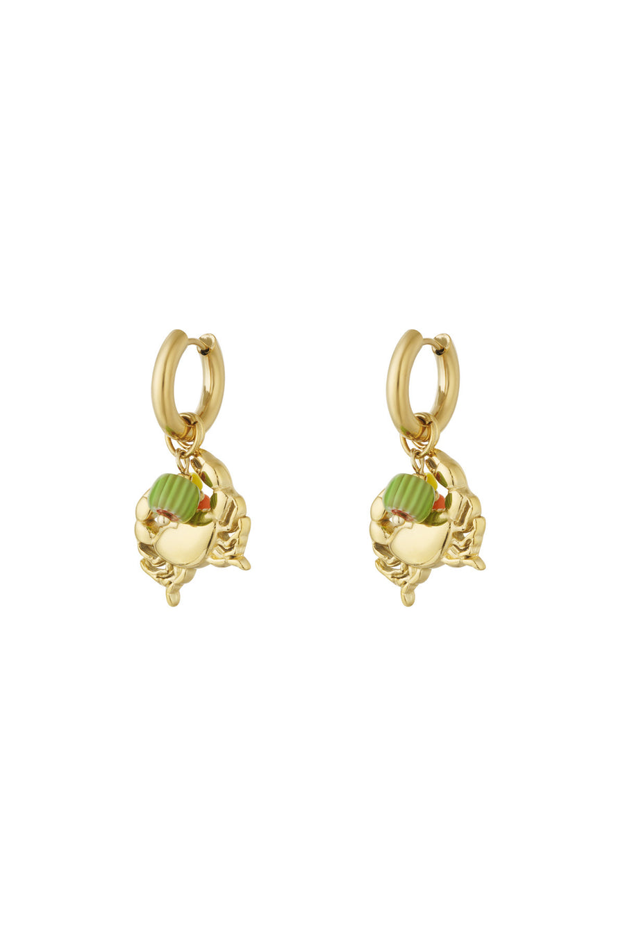 Boucles d'oreilles pendantes pour femmes en acier inoxydable 304, acrylique et verre avec détails océaniques – couleur or