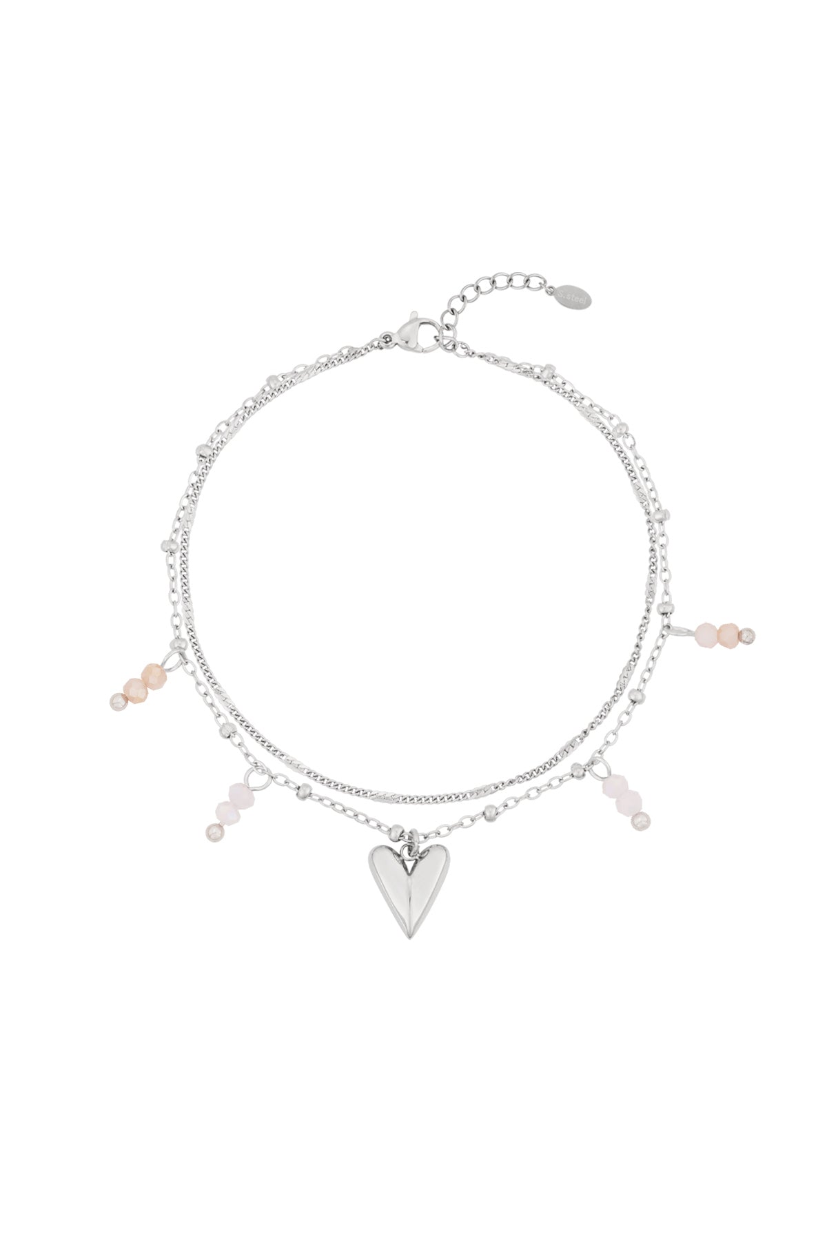 Women's Stainless Steel Charm Bracelet with Heart – Gold and Silver Tone