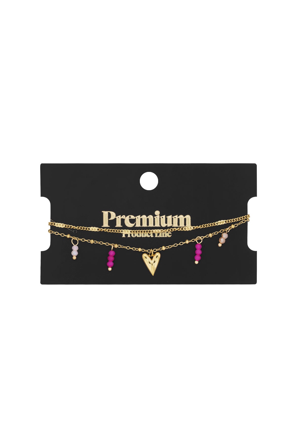 Bracelet à breloques pour femmes en acier inoxydable avec cœur – ton or et ton argent – photo 3