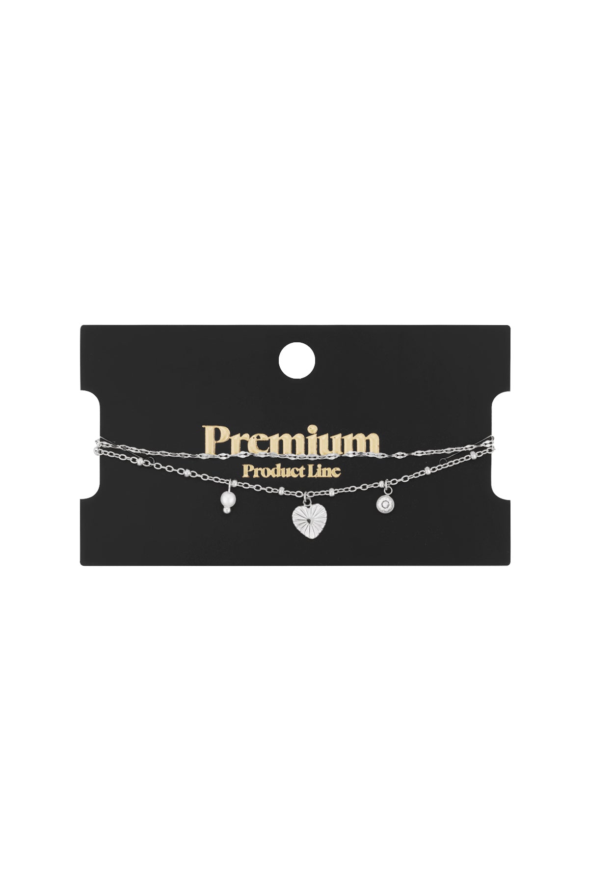 Bracelet à breloques pour femmes en acier inoxydable 304, fausse perle, strass avec cœur – photo 8