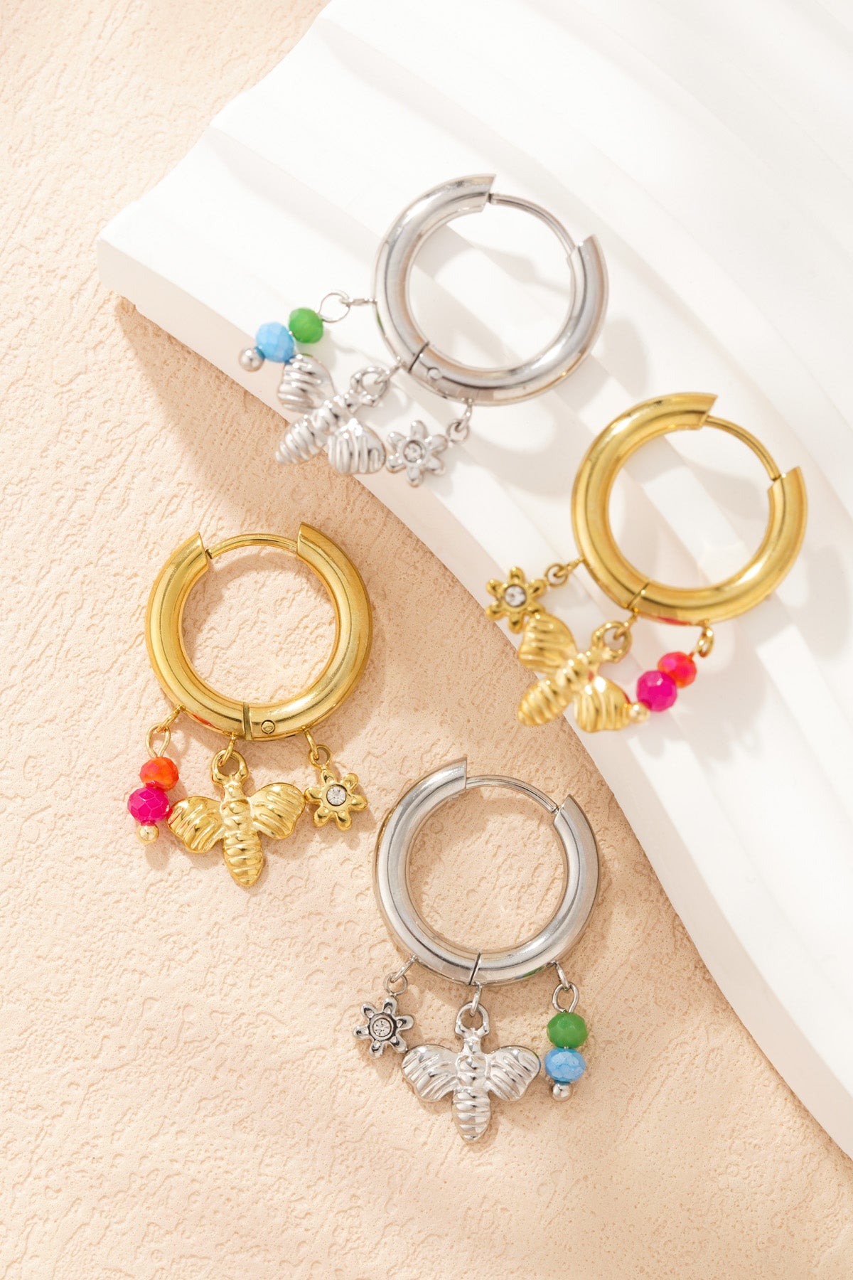 Boucles d'oreilles pendantes pour femme en acier inoxydable 304, strass et verre à motif animalier – photo 4