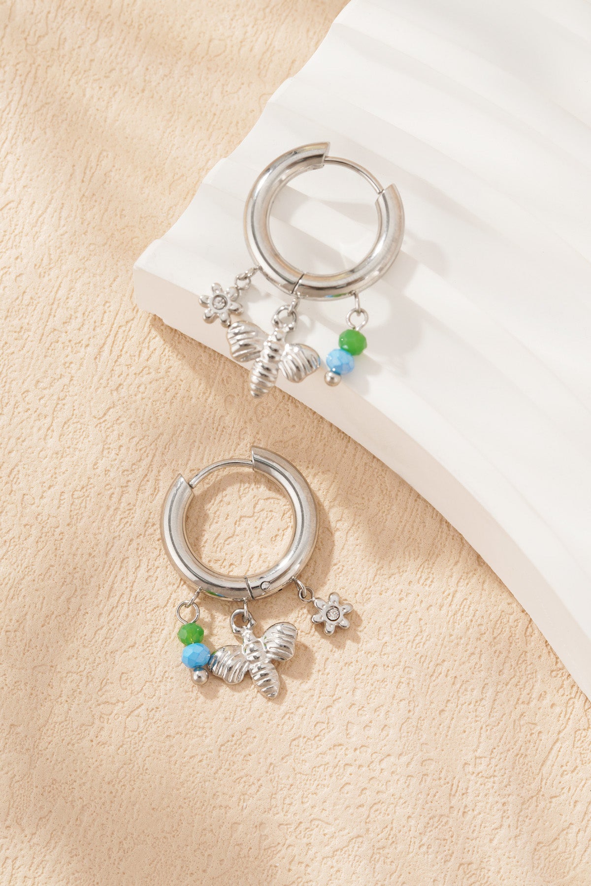 Boucles d'oreilles pendantes pour femme en acier inoxydable 304, strass et verre à motif animalier – photo 6