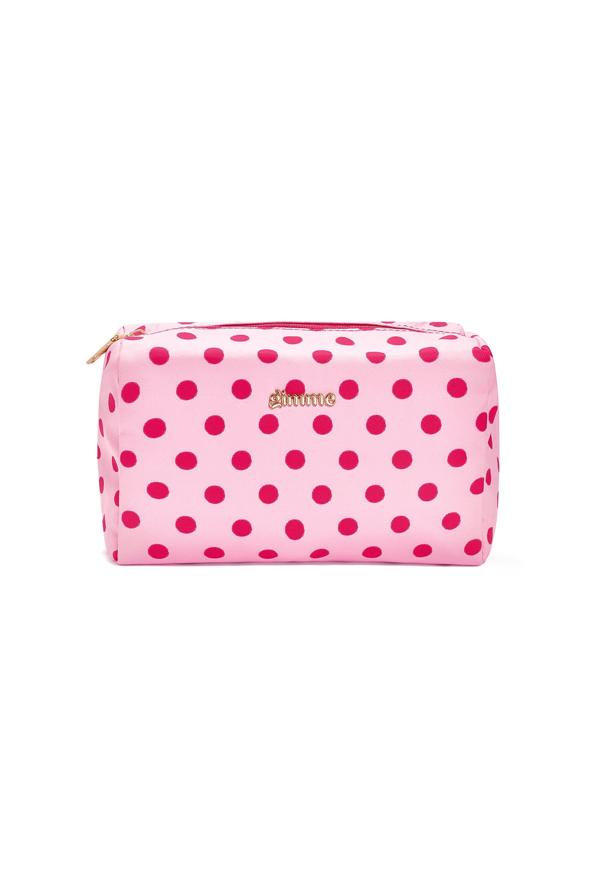 Make-uptasje met polkadots in roze
