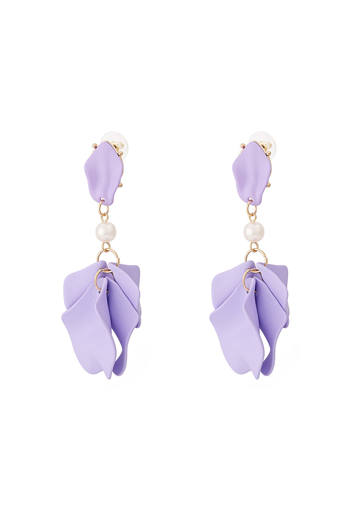 Women's Flower Pattern Alloy Drop Earrings - Orange and Pink