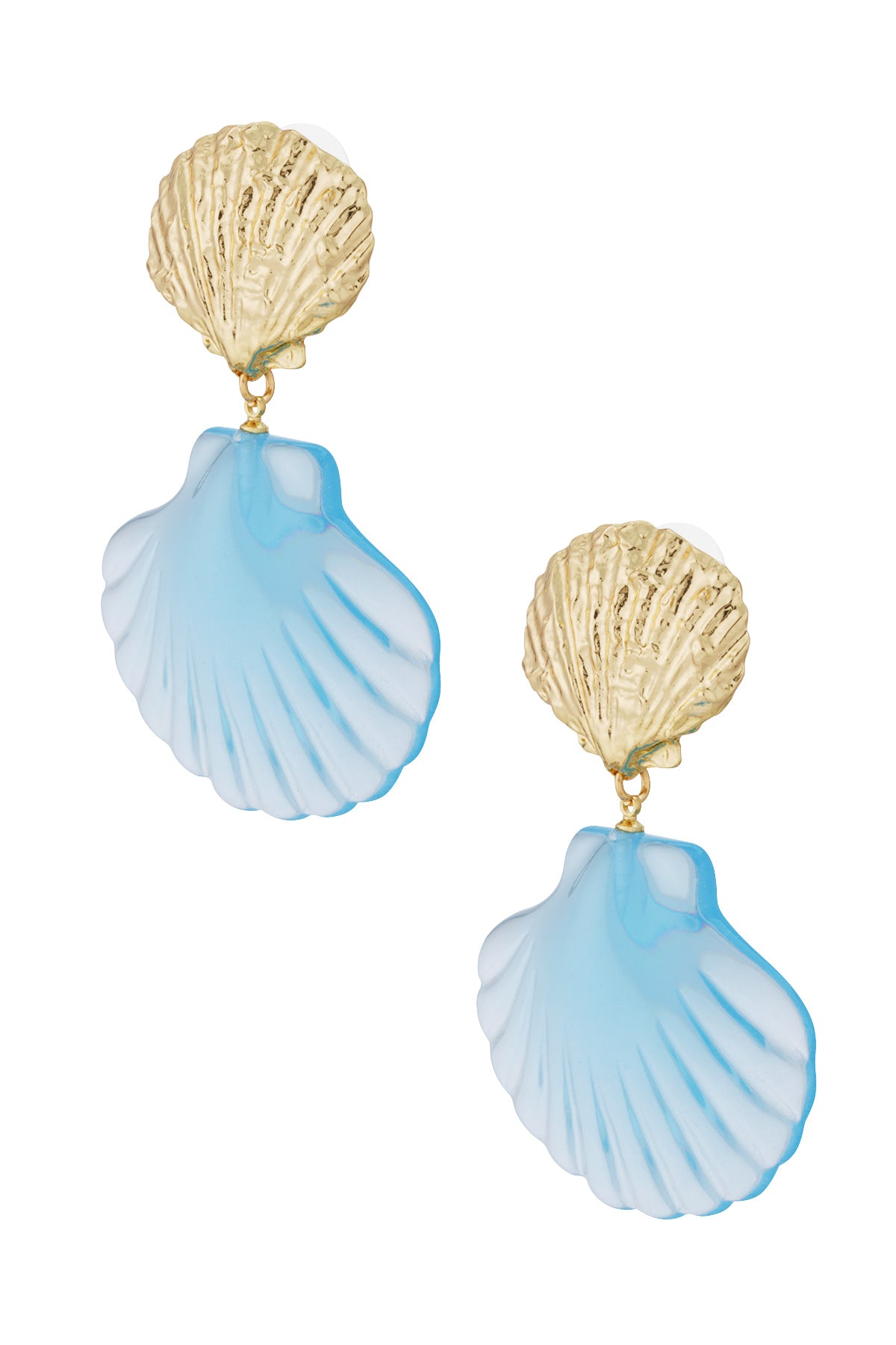 Women's Metal Alloy Dangle Earrings with Shell Motif - Pink and Orange