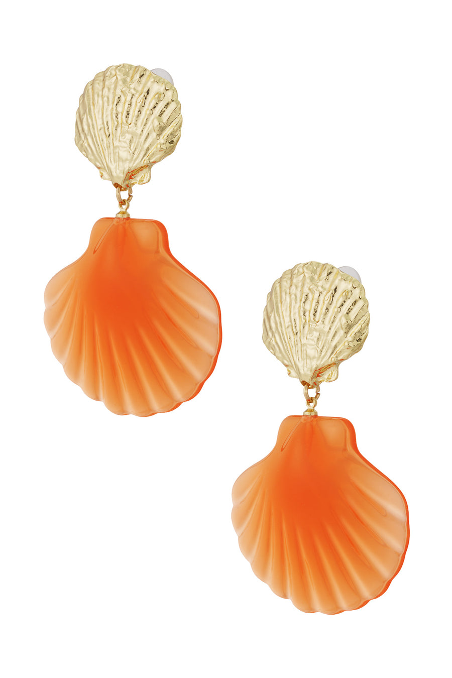 Boucles d'oreilles pendantes en alliage de métal avec motif coquillage pour femme – rose et orange