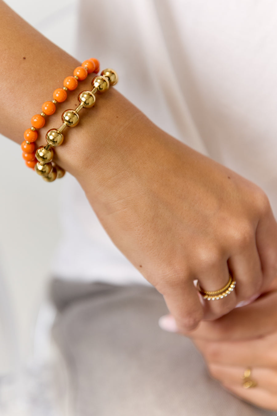 Bracelet de perles pour femmes en acier inoxydable – plusieurs coloris