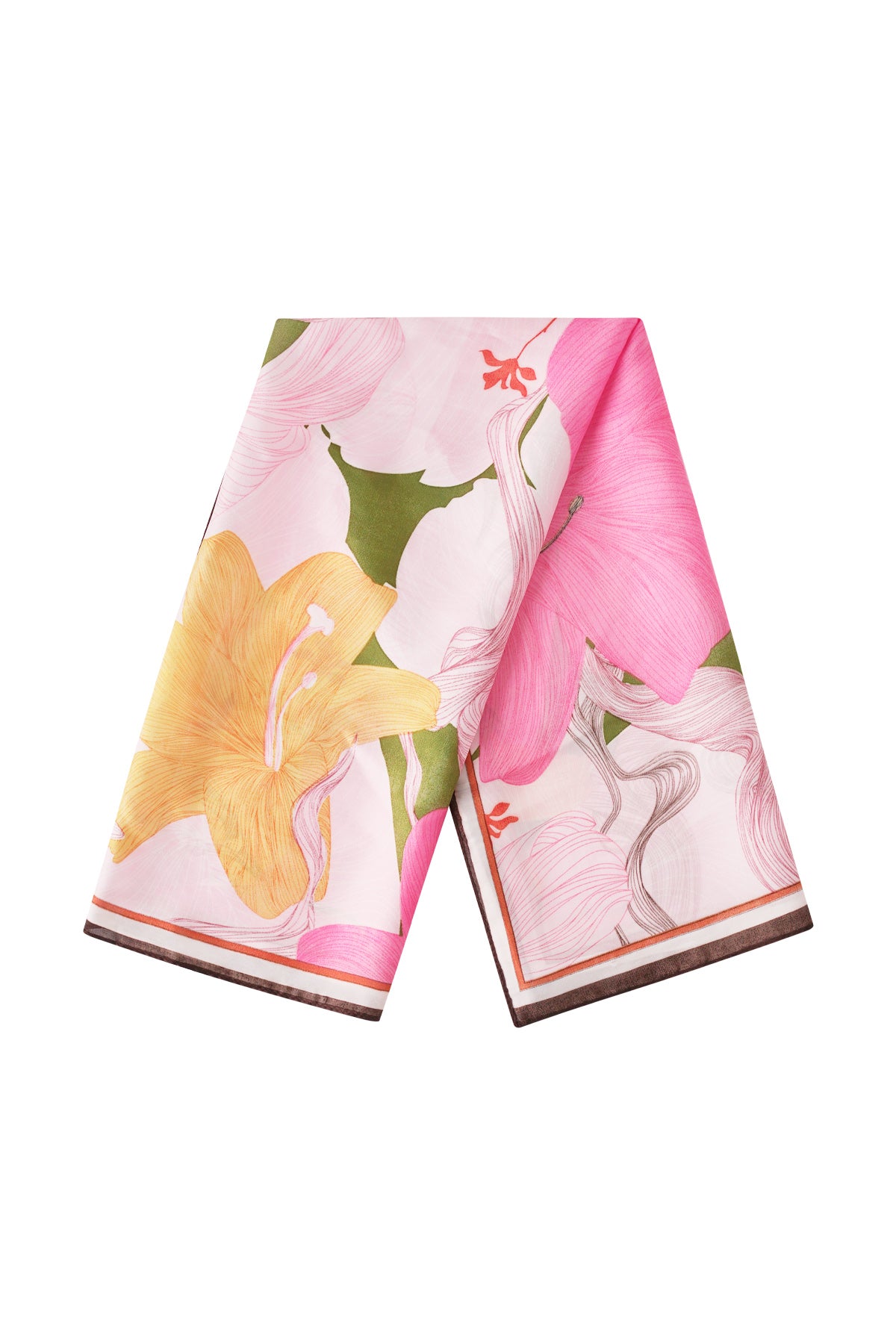 Écharpe d'été pour femme 100% polyester à motif floral – rouge